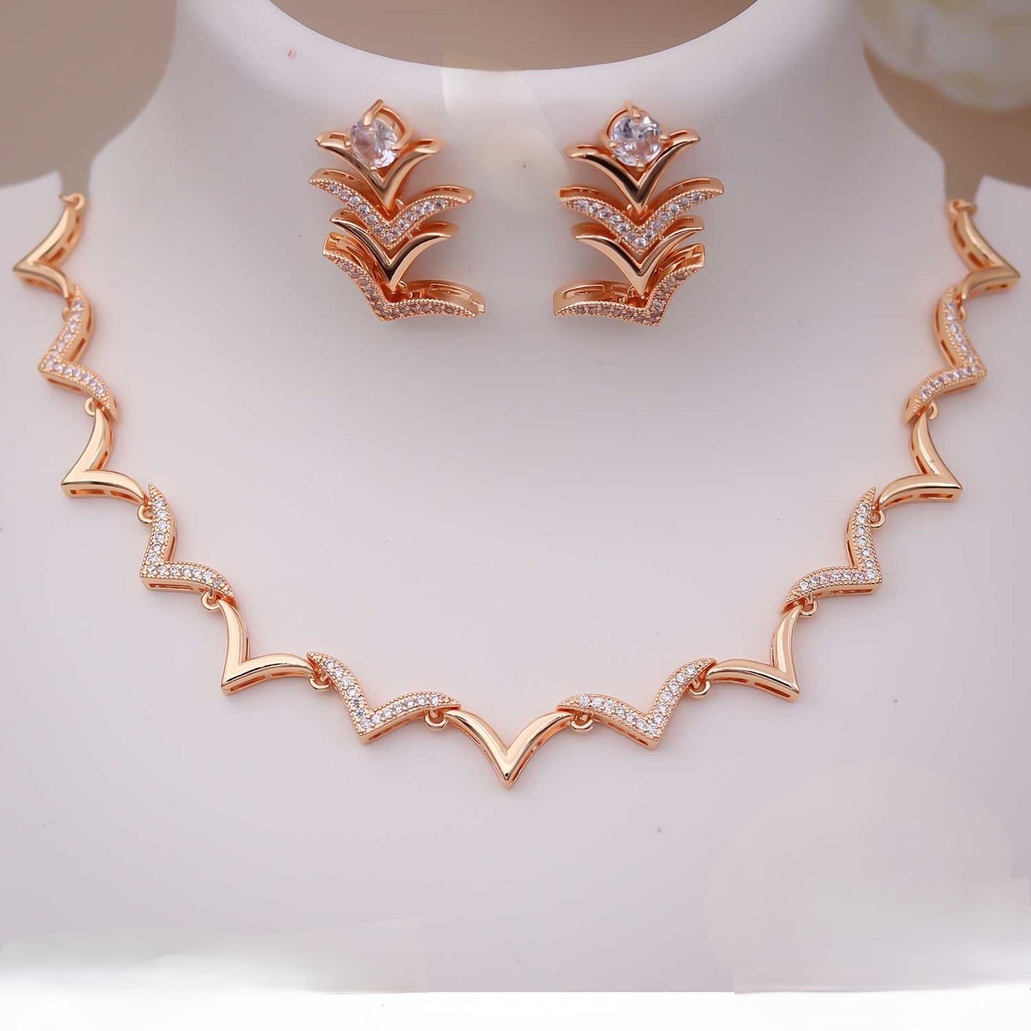 Sleek V Designer Necklace Set - eNJay Jewels