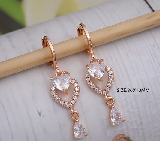 Heart Drop Dangling Earrings - eNJay Jewels 