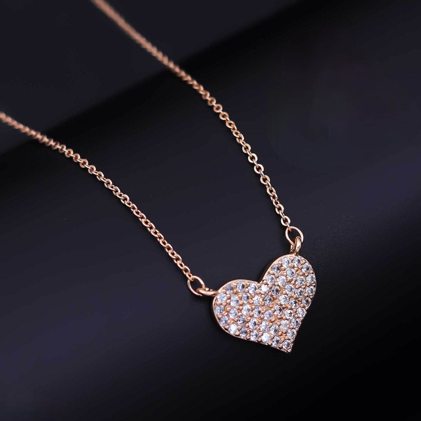 Sparkling Heart Pendant Chain - eNJay Jewels 