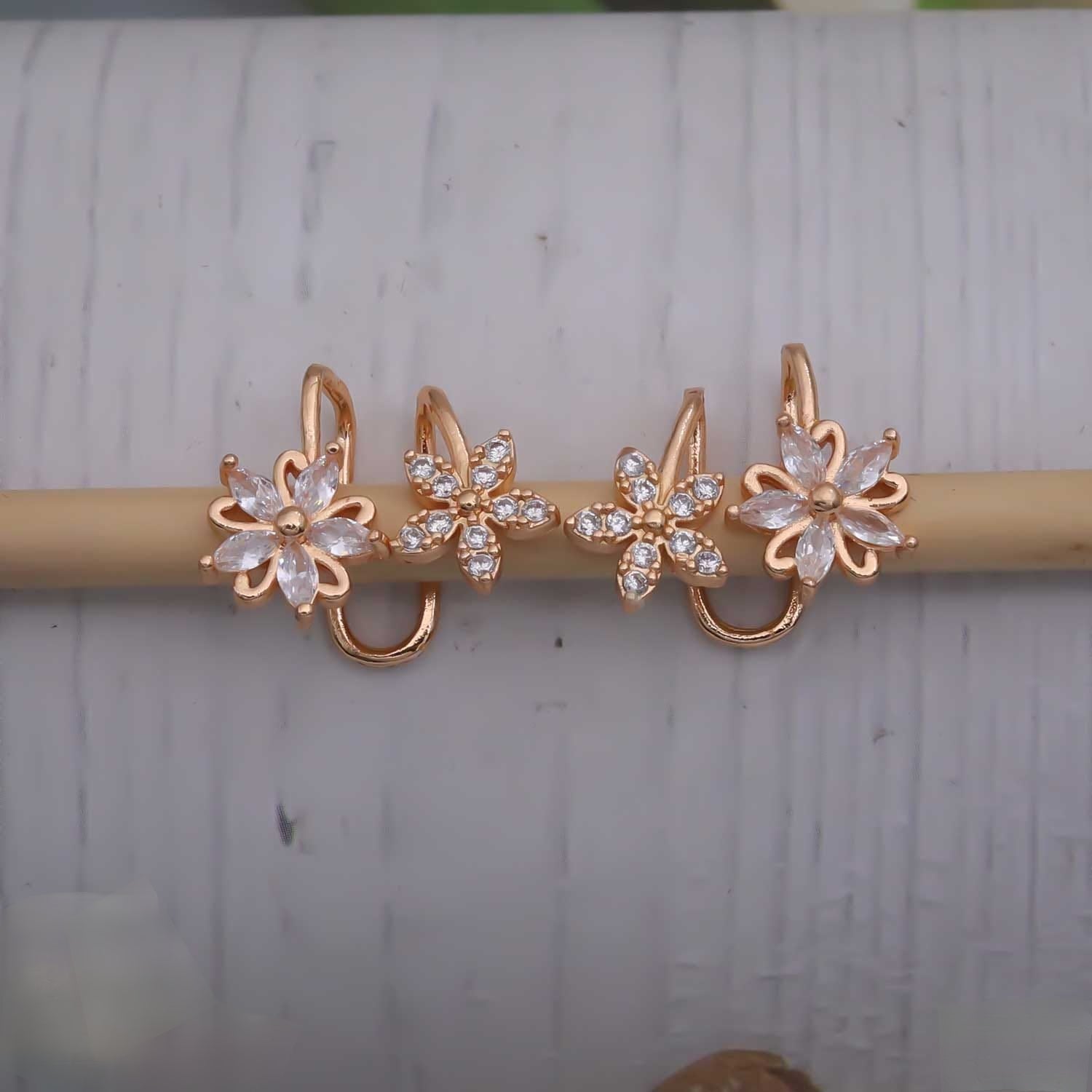 Double Petal Charm Push Earrings - eNJay Jewels 